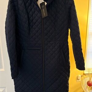 Women's Quilted Ski Jacket - Navy Blue